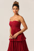 Load image into Gallery viewer, Charming A Line Strapless Burgudy Long Bridesmaid Dress with Ruffles