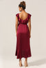 Load image into Gallery viewer, A Line V-Neck Burgundy Bridesmaid Dress with Ruffles