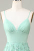 Load image into Gallery viewer, A-Line Spaghetti Straps Sleeveless Green Bridesmaid Dress