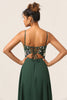 Load image into Gallery viewer, Beauty A-Line Spaghetti Straps Dark Green Long Bridesmaid Dress with 3D Flowers
