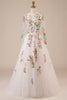 Load image into Gallery viewer, Tulle Long Sleeves Long Ivory Wedding Dress with Embroidery