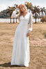 Load image into Gallery viewer, Ivory Boho Simple Sheath Long Sleeves Wedding Dress with Lace
