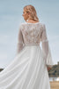 Load image into Gallery viewer, Long Sleeves Ivory A Line Wedding Dress with Lace