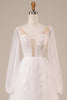 Load image into Gallery viewer, Long Sleeves Open Back Ivory Wedding Dress with Appliques