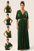 Load image into Gallery viewer, Elegant A Line V Neck Dark Green Covertible Wear Velvet Long Bridesmaid Dress
