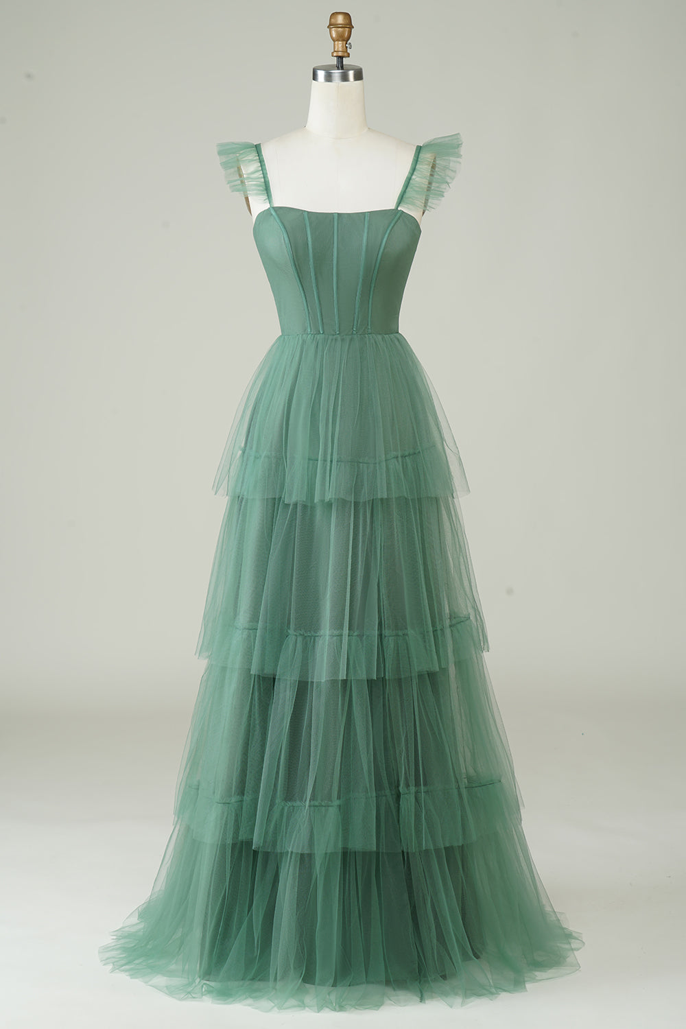 ZAPAKA Women A Line Spaghetti Straps Long Tulle Eucalyptus Bridesmaid Dress ZAPAKA UK ZAPAKA Women A Line Spaghetti Straps Long Tulle Eucalyptus Bridesmaid Dress ZAPAKA UK