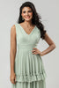 Load image into Gallery viewer, A Line Chiffon Green Bridesmaid Dress with Pleated