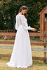 Load image into Gallery viewer, Ivory Bateau Chiffon Long Boho Wedding Dress with Lace