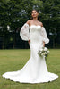 Load image into Gallery viewer, Ivory Mermaid Sweetheart Detachale Long Sleeves Wedding Dress with Lace