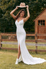 Load image into Gallery viewer, Simple Mermaid Ivory Button Wedding Dress with Slit