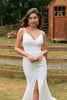 Load image into Gallery viewer, Simple Mermaid Ivory Button Wedding Dress with Slit