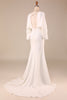 Load image into Gallery viewer, Simple Ivory Mermaid Long Sleeves Deep V-Neck Wedding Dress