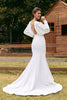 Load image into Gallery viewer, Simple Ivory Long Sleeves Mermaid Wedding Dress