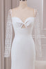 Load image into Gallery viewer, Ivory Trumpet Sweetheart Neck Satin Bridal Dress with Lace Long Sleeves