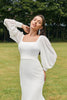 Load image into Gallery viewer, Simple Ivory Mermaid Backless Boho Wedding Dress