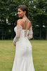 Load image into Gallery viewer, Simple Ivory Detachable Illusion Long Sleeves Mermaid Wedding Dress with Slit