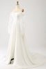 Load image into Gallery viewer, Ivory A Line Long Chiffon Wedding Dress With 3D Butterflies Long Sleeves