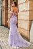 Load image into Gallery viewer, Mauve Off The Shoulder Split Front Long Mermaid Prom Dress With Appliques