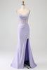 Load image into Gallery viewer, Glitter Lilac Corset Mermaid Long Prom Dress with Slit