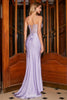 Load image into Gallery viewer, Trendy Mermaid Spaghetti Straps Lilac Corset Prom Dress with Split Front