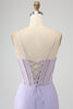 Load image into Gallery viewer, Glitter Lilac Corset Mermaid Long Prom Dress with Slit