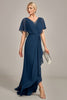 Load image into Gallery viewer, Navy A-Line Asymmetrical Sequins Mother of the Bride Dress With Beading