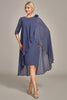 Load image into Gallery viewer, Sheath Scoop Beaded Knee-Length Chiffon Mother of the Bride Dress