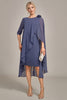 Load image into Gallery viewer, Sheath Scoop Beaded Knee-Length Chiffon Mother of the Bride Dress