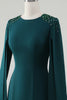 Load image into Gallery viewer, Dark Green Mermaid Round Neck Gown With Beaded Cape Sleeves