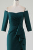 Load image into Gallery viewer, Dark Green Mermaid Off The Shoulder Cascading Ruffle Mother Of The Bride Dress