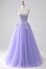 Load image into Gallery viewer, Lavender A-Line Strapless Tulle Long Prom Dress with Sleeves