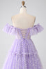 Load image into Gallery viewer, Off The Shoulder Lilac Corset Prom Dress