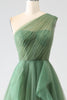 Load image into Gallery viewer, Dark Green Tulle A-Line One-Shoulder Long Prom Dresses