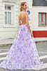 Load image into Gallery viewer, Gorgeous A Line Spaghetti Straps Lilac Long Prom Dress with 3D Flowers