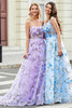 Load image into Gallery viewer, Gorgeous A Line Spaghetti Straps Lilac Long Prom Dress with 3D Flowers