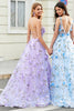 Load image into Gallery viewer, Gorgeous A Line Spaghetti Straps Lilac Long Prom Dress with 3D Flowers