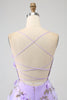Load image into Gallery viewer, Lilac A-Line Spaghetti Straps Long Prom Dress with 3D Flowers