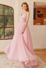 Load image into Gallery viewer, Glitter Pink Lace-Up Ruched Long Prom Dress