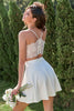 Load image into Gallery viewer, A Line Spaghetti Straps White Short Party Dress with Keyhole