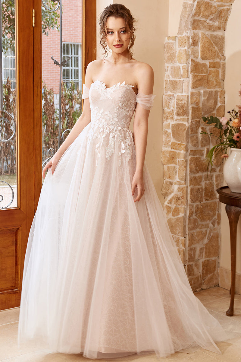 Load image into Gallery viewer, Appliques Tulle Halter Wedding Dress