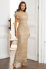 Load image into Gallery viewer, Golden Sequins Mother of the Bride Dress