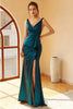 Load image into Gallery viewer, Peacock Blue Ruched Long Prom Dress