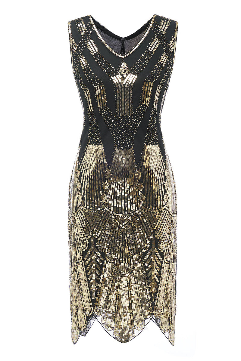 Load image into Gallery viewer, Black &amp; White Gatsby 1920s Dress