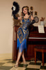 Load image into Gallery viewer, Blue Sequins Fringe 1920s Dress