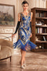 Load image into Gallery viewer, Blue Sequins Glitter Great Gatsby Dress with Fringes