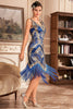 Load image into Gallery viewer, Blue Sequins Glitter Great Gatsby Dress with Fringes