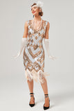 Golden Sequins 1920s Dress with Fringe