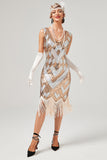 Golden Sequins 1920s Dress with Fringe