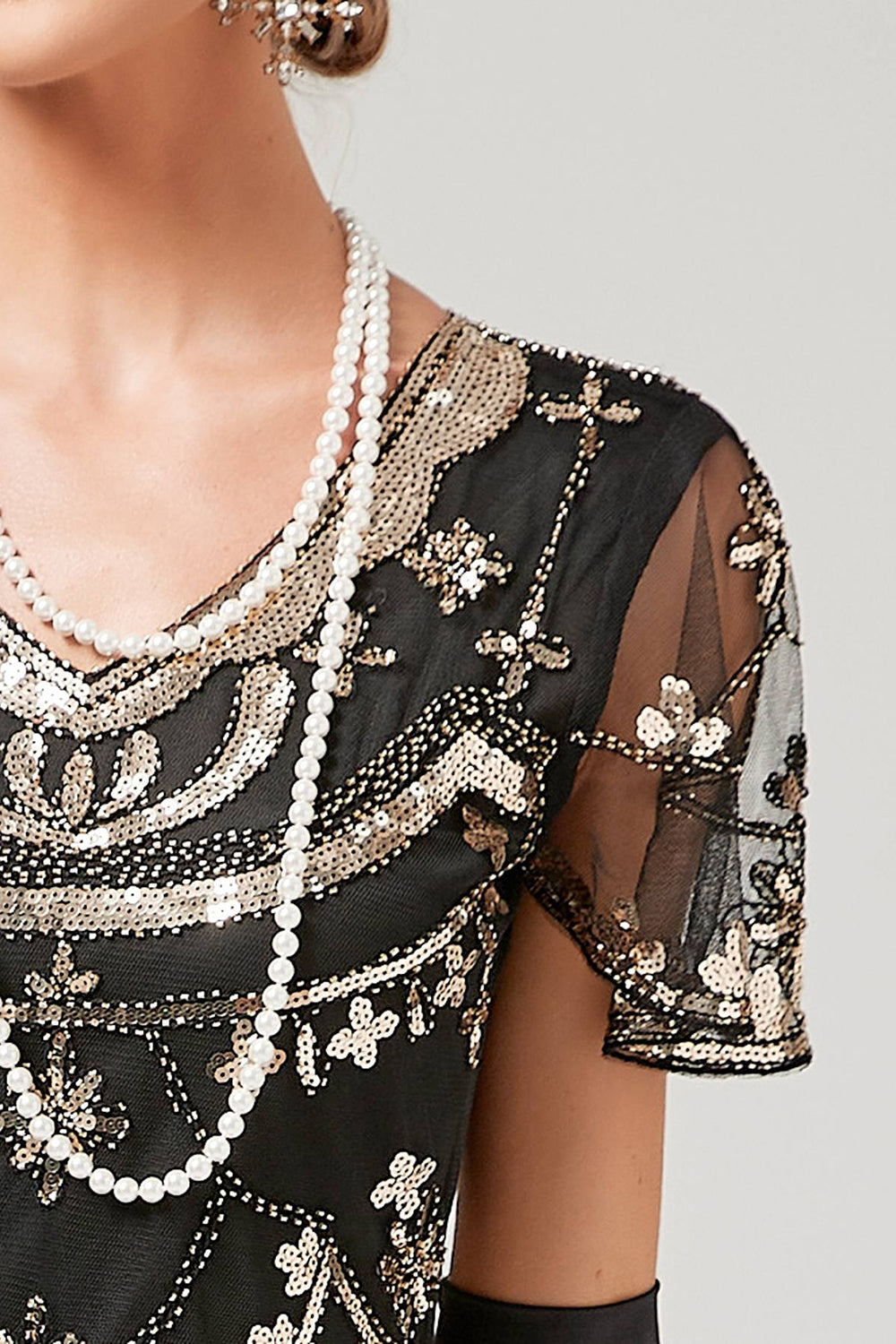 Ivory Sequins Long 1920s Dress