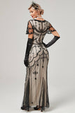 Ivory Sequins Long 1920s Dress
